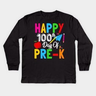 Happy 100th Day Of Pre-K, School Celebration Student Teacher Kids Long Sleeve T-Shirt